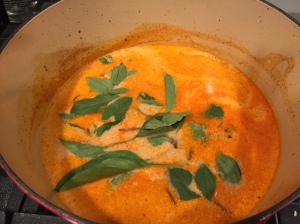 Making the red curry base