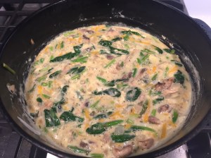 This is what the egg and vegetable mixture should look like before you put it in the oven.