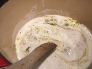 Add coconut milk and stir